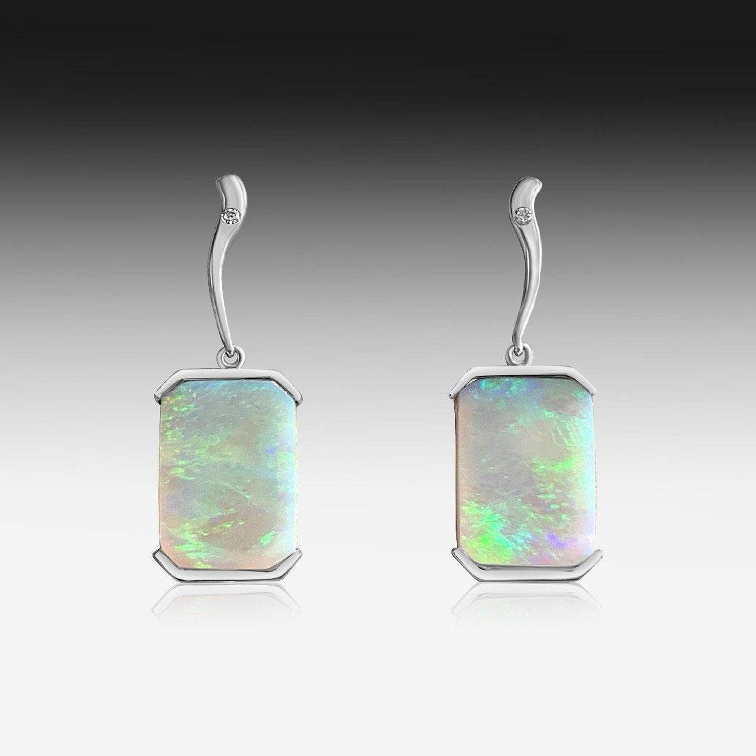 14KT White Gold Opal earrings - Masterpiece Jewellery Opal & Gems Sydney Australia | Online Shop