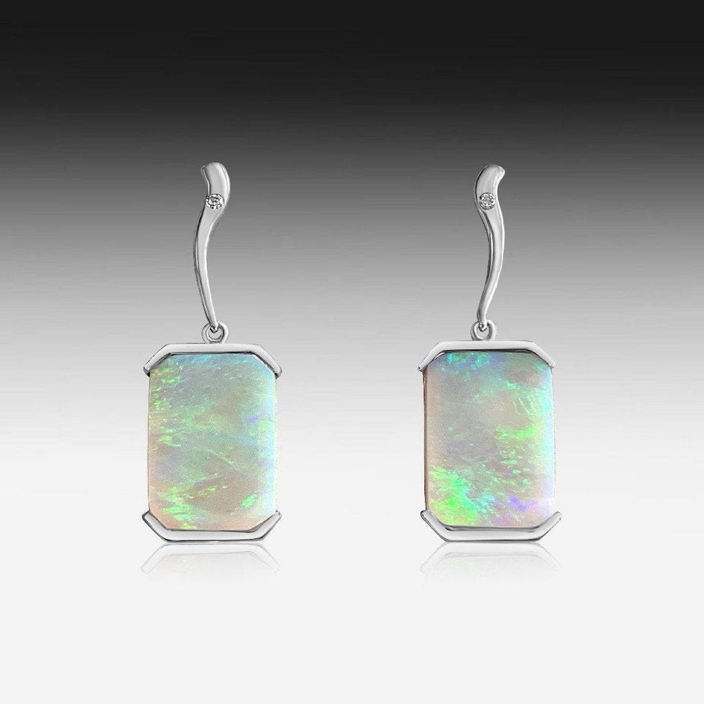 14KT White Gold Opal earrings - Masterpiece Jewellery Opal & Gems Sydney Australia | Online Shop