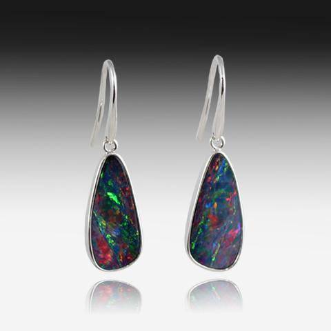 14KT WHITE GOLD OPAL EARRINGS - Masterpiece Jewellery Opal & Gems Sydney Australia | Online Shop