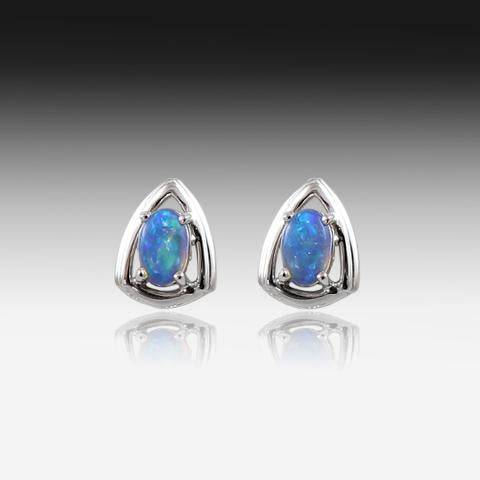 14kt White Gold Opal studs - Masterpiece Jewellery Opal & Gems Sydney Australia | Online Shop