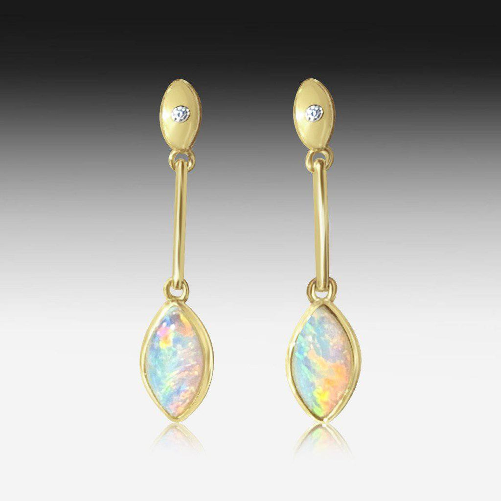 14kt Yellow Gold Opal earrings - Masterpiece Jewellery Opal & Gems Sydney Australia | Online Shop