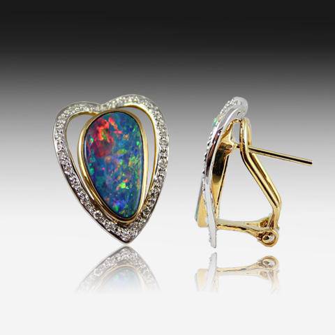 14kt Yellow Gold Opal earrings - Masterpiece Jewellery Opal & Gems Sydney Australia | Online Shop