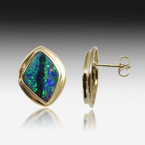 14kt Yellow Gold Opal earrings - Masterpiece Jewellery Opal & Gems Sydney Australia | Online Shop