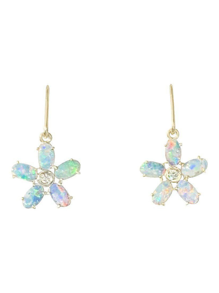 14kt Yellow Gold Opal Floral dangling earrings - Masterpiece Jewellery Opal & Gems Sydney Australia | Online Shop