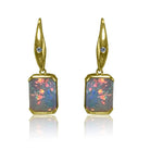 14kt Yellow Gold square White Opal earrings - Masterpiece Jewellery Opal & Gems Sydney Australia | Online Shop