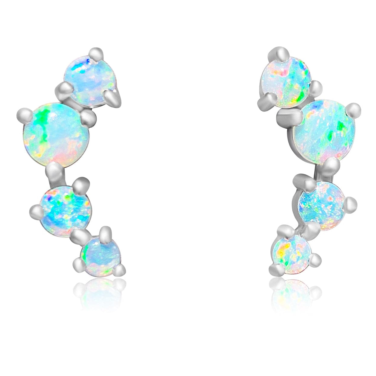 18kt White Gold crawler Opal earrings - Masterpiece Jewellery Opal & Gems Sydney Australia | Online Shop