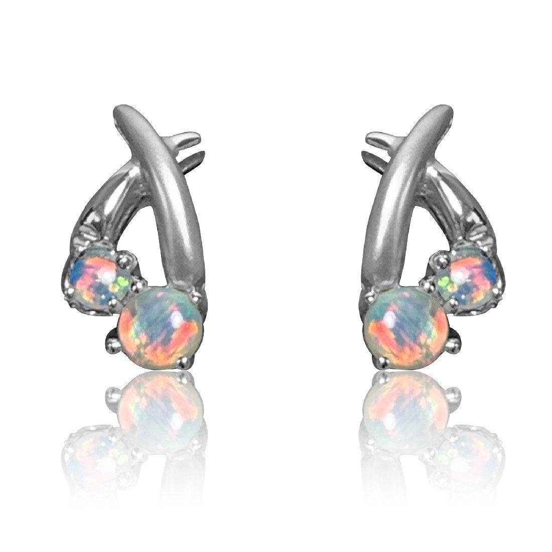 18kt White Gold Opal earrings - Masterpiece Jewellery Opal & Gems Sydney Australia | Online Shop