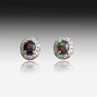 18kt Yellow Gold Black Opal and Diamond earrings - Masterpiece Jewellery Opal & Gems Sydney Australia | Online Shop