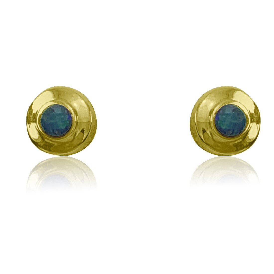 18kt Yellow Gold Opal inlay studs - Masterpiece Jewellery Opal & Gems Sydney Australia | Online Shop