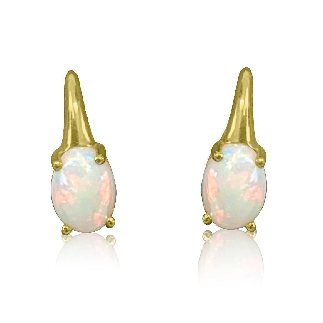 18kt Yellow Gold Shepard Hook White Opal earrings - Masterpiece Jewellery Opal & Gems Sydney Australia | Online Shop