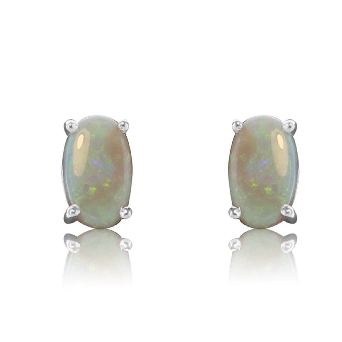 9kt White Gold Opal studs 2.26ct - Masterpiece Jewellery Opal & Gems Sydney Australia | Online Shop