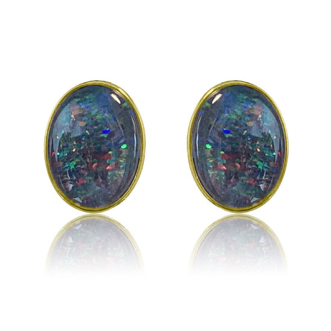 9kt Yellow Gold large Opal studs - Masterpiece Jewellery Opal & Gems Sydney Australia | Online Shop