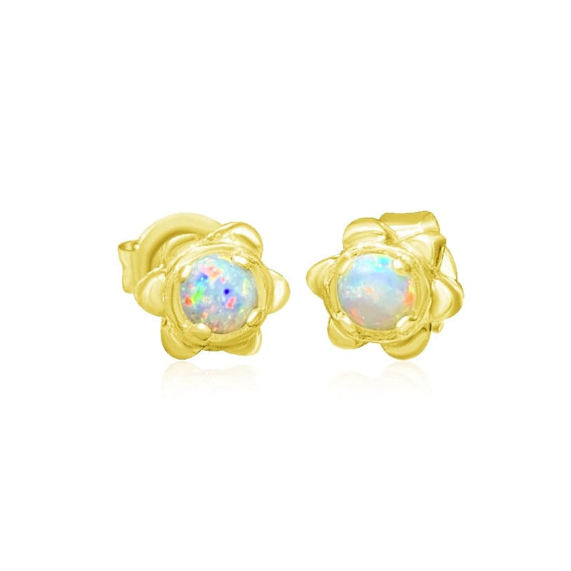 18kt Yellow Gold White Opal studs - Masterpiece Jewellery Opal & Gems Sydney Australia | Online Shop