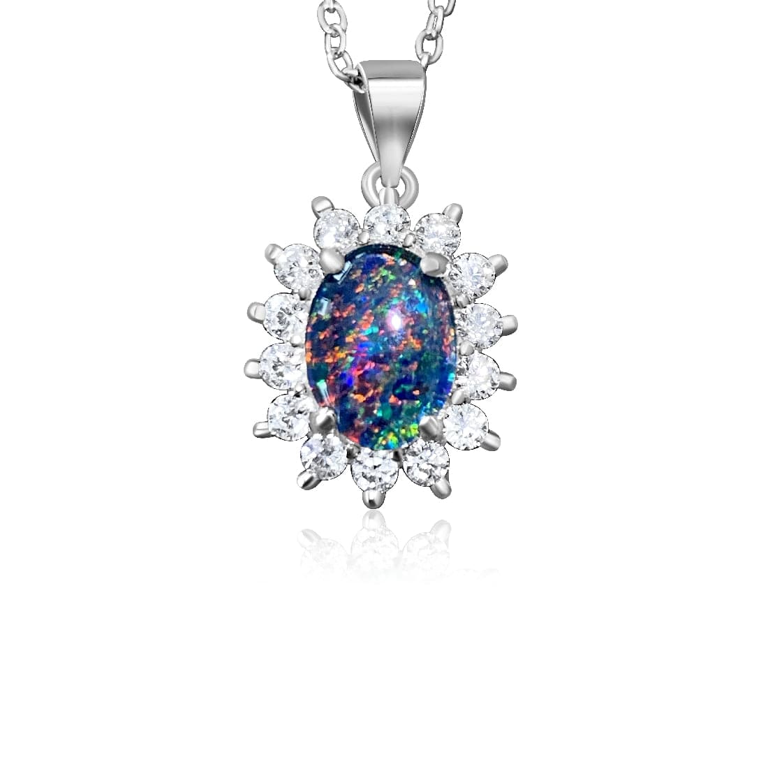 Sterling Silver Opal triplet cluster pendant - Masterpiece Jewellery Opal & Gems Sydney Australia | Online Shop