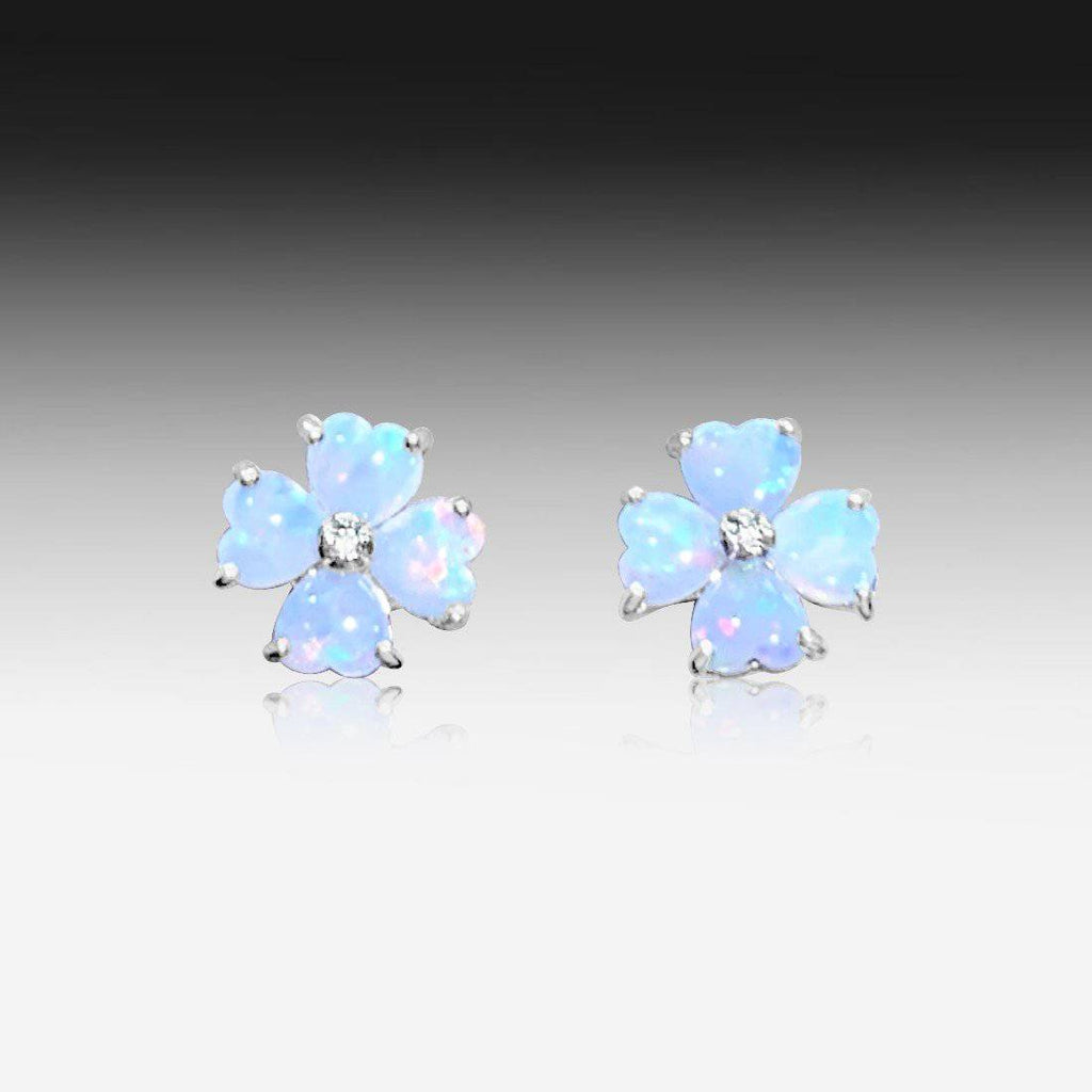 Silver Flower Opal earrings - Masterpiece Jewellery Opal & Gems Sydney Australia | Online Shop