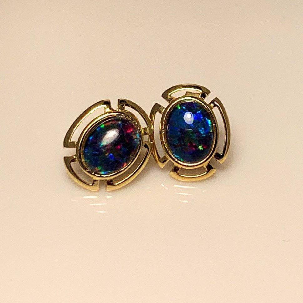 Silver Gold plated Opal earrings - Masterpiece Jewellery Opal & Gems Sydney Australia | Online Shop