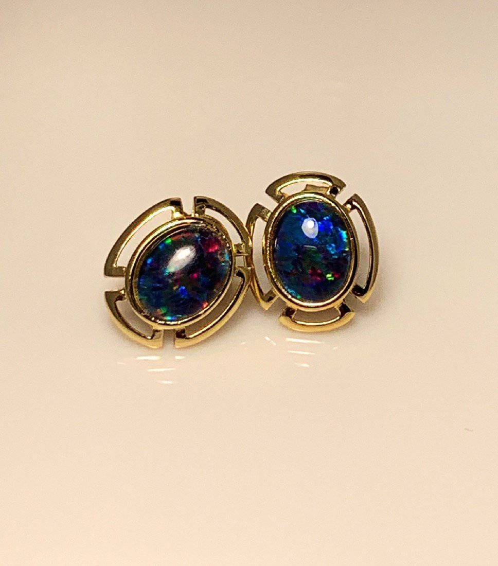 Silver Gold plated Opal earrings - Masterpiece Jewellery Opal & Gems Sydney Australia | Online Shop