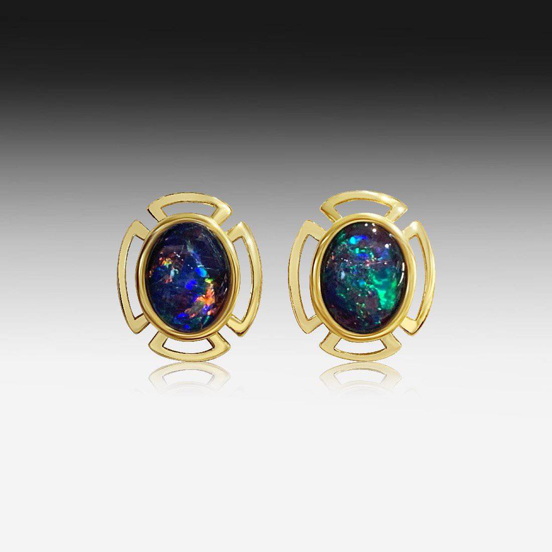 Silver Gold Plated Opal studs - Masterpiece Jewellery Opal & Gems Sydney Australia | Online Shop