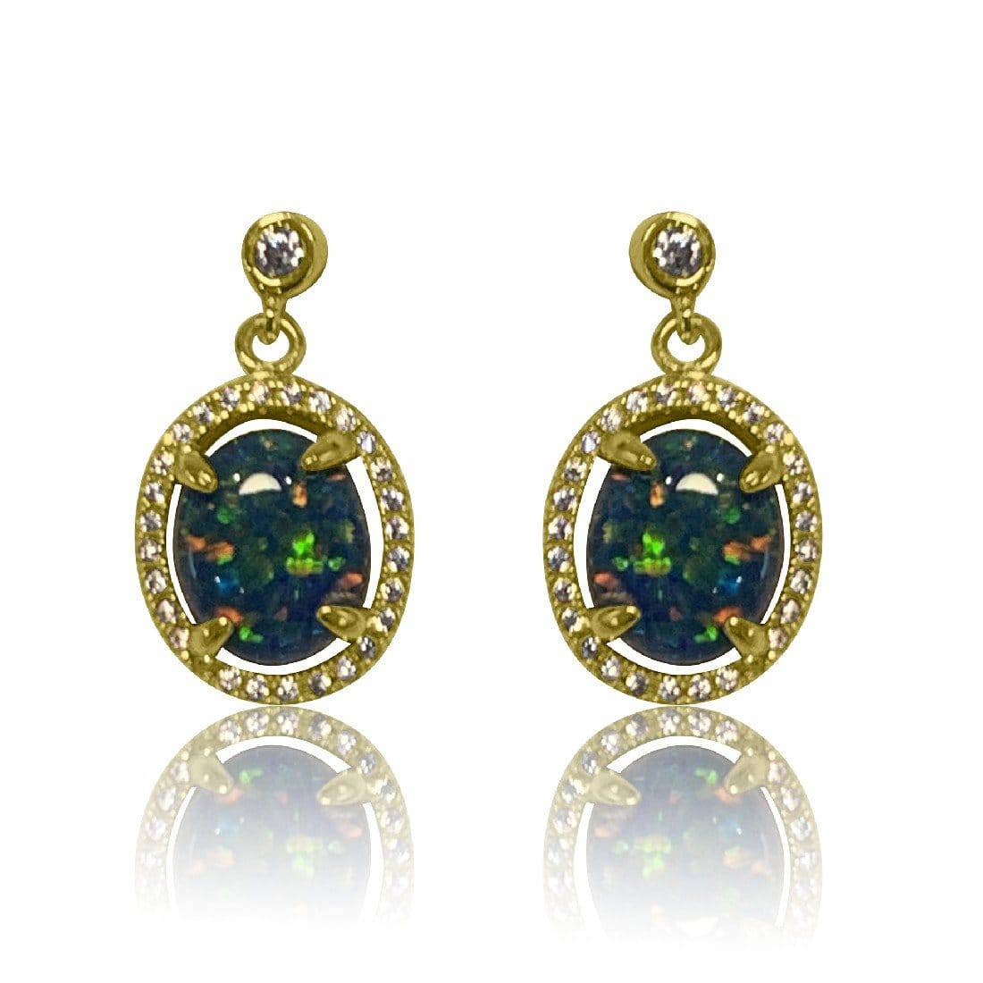 Silver Gold Plated Opal Triplet earrings - Masterpiece Jewellery Opal & Gems Sydney Australia | Online Shop