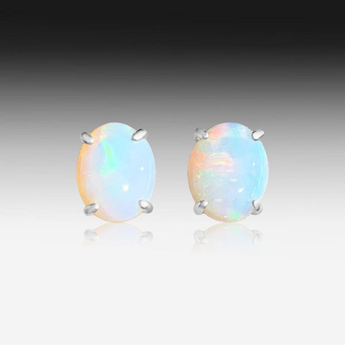 Sterling Silver 10x8mm White Opal studs - Masterpiece Jewellery Opal & Gems Sydney Australia | Online Shop