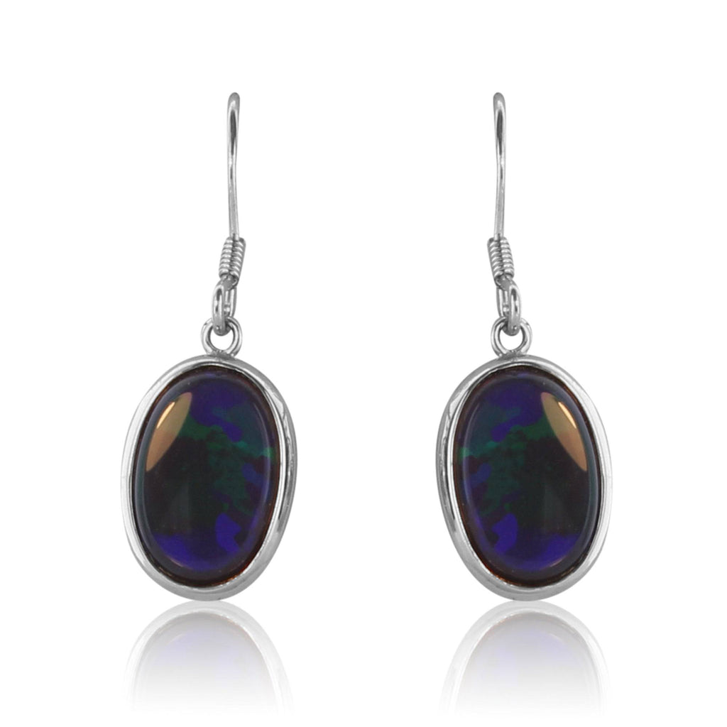 Sterling Silver Black Opal dangling studs - Masterpiece Jewellery Opal & Gems Sydney Australia | Online Shop