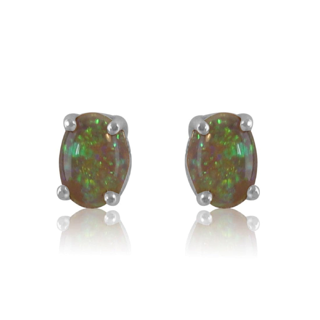 Sterling Silver Black Opal studs - Masterpiece Jewellery Opal & Gems Sydney Australia | Online Shop
