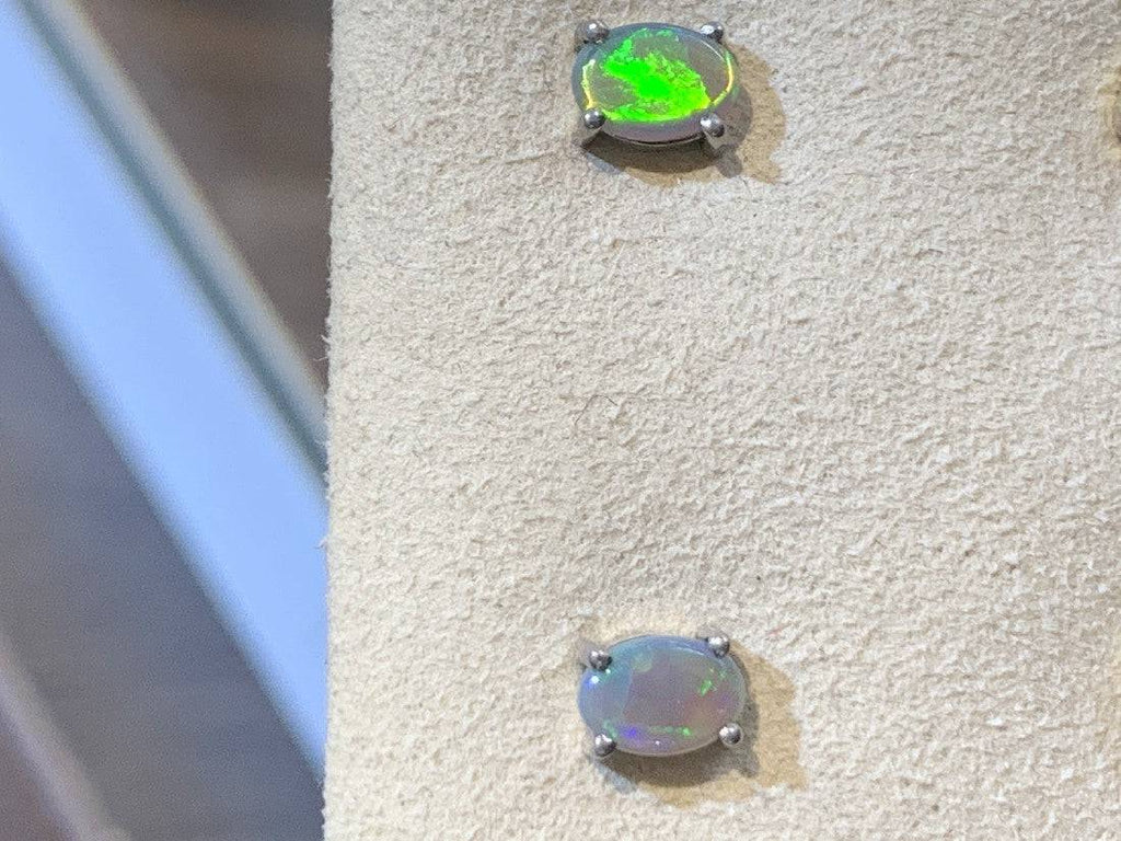 Sterling Silver Black Opal studs - Masterpiece Jewellery Opal & Gems Sydney Australia | Online Shop