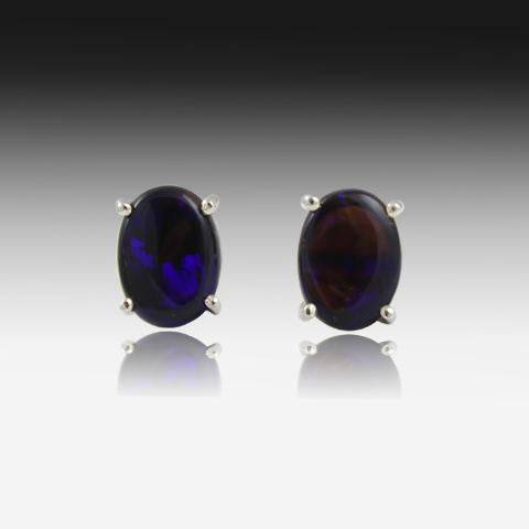 Sterling Silver Black Opal studs - Masterpiece Jewellery Opal & Gems Sydney Australia | Online Shop