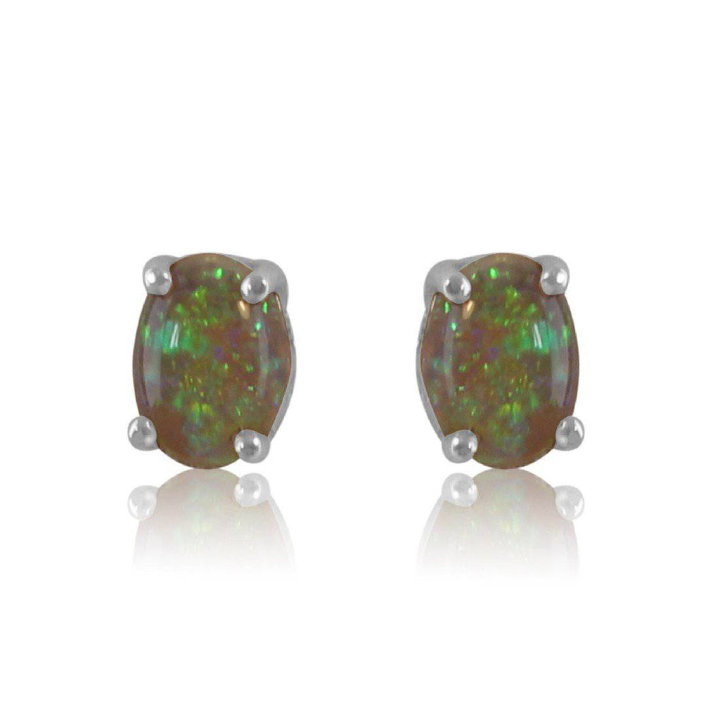 Sterling Silver Black Opal studs - Masterpiece Jewellery Opal & Gems Sydney Australia | Online Shop