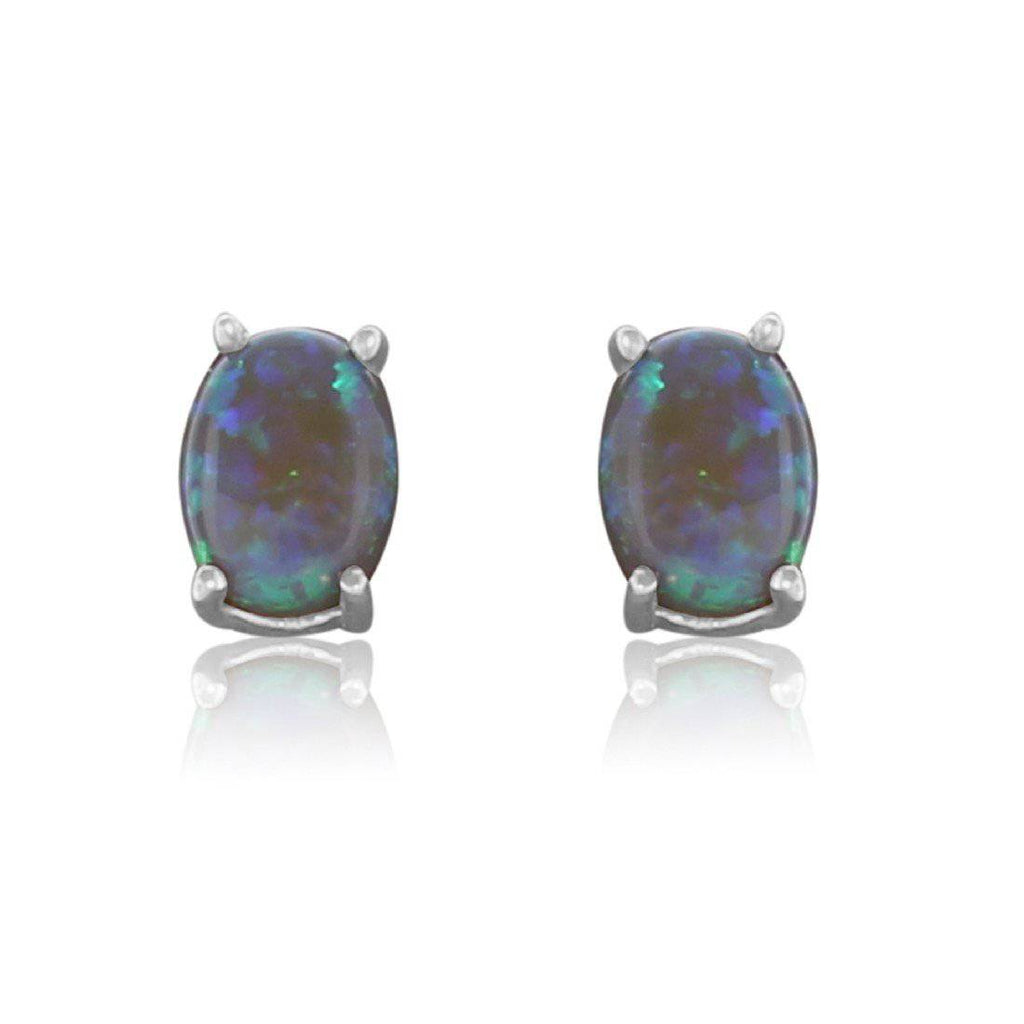 Sterling Silver Black Opal studs - Masterpiece Jewellery Opal & Gems Sydney Australia | Online Shop