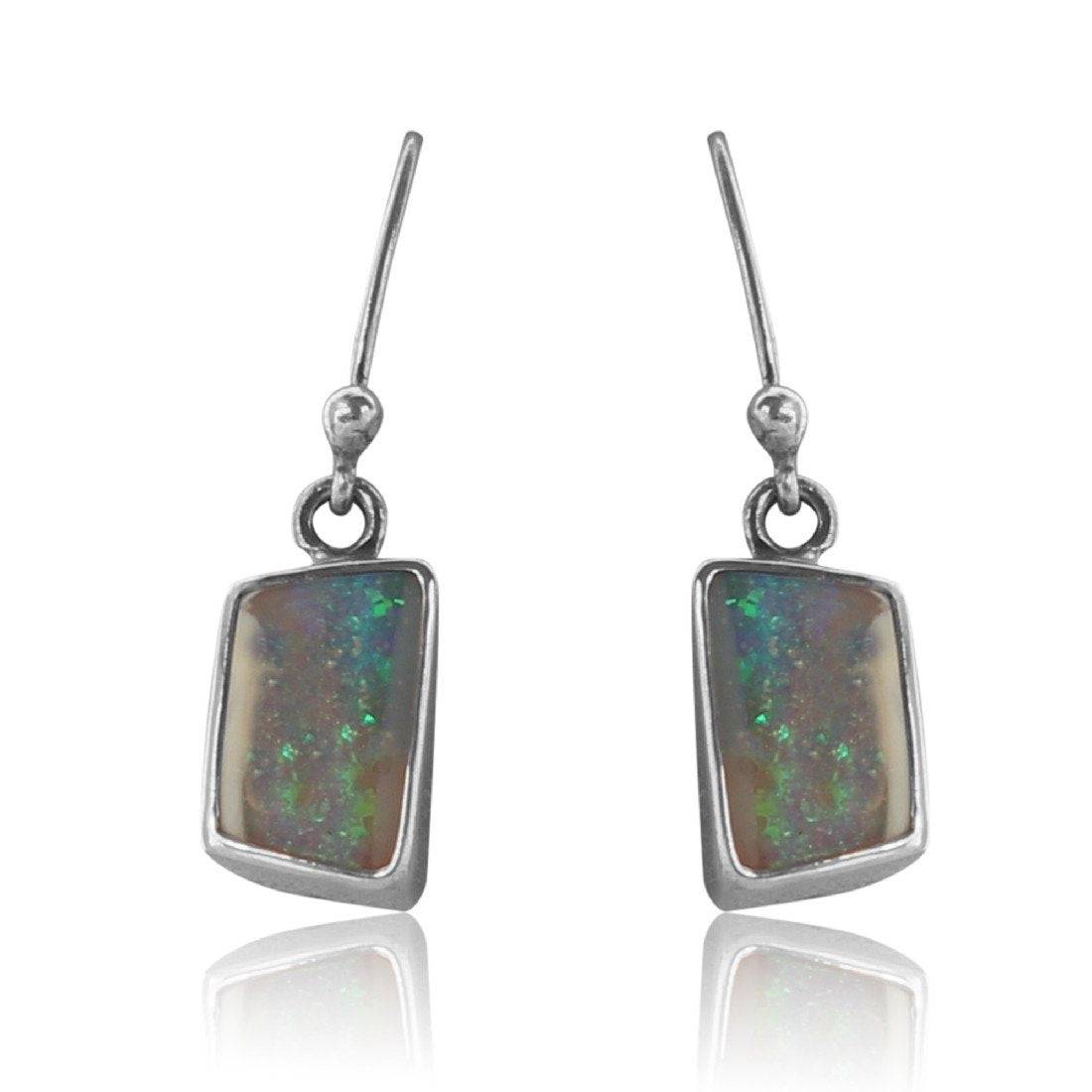 Sterling Silver Boulder Opal Earrings - Masterpiece Jewellery Opal & Gems Sydney Australia | Online Shop