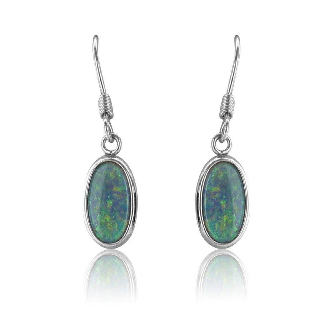 Sterling Silver dangling Black Opal earrings - Masterpiece Jewellery Opal & Gems Sydney Australia | Online Shop