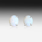 Sterling Silver Gold plated 10x8mm White Opal studs - Masterpiece Jewellery Opal & Gems Sydney Australia | Online Shop