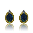 Sterling Silver Gold plated 9x7mm Opal triplet earrings - Masterpiece Jewellery Opal & Gems Sydney Australia | Online Shop