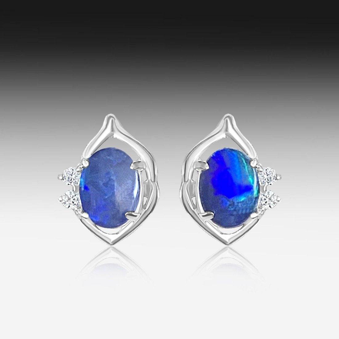 Sterling Silver Gold plated fancy Opal triplet studs - Masterpiece Jewellery Opal & Gems Sydney Australia | Online Shop