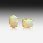 Sterling Silver Gold plated White Opal studs - Masterpiece Jewellery Opal & Gems Sydney Australia | Online Shop