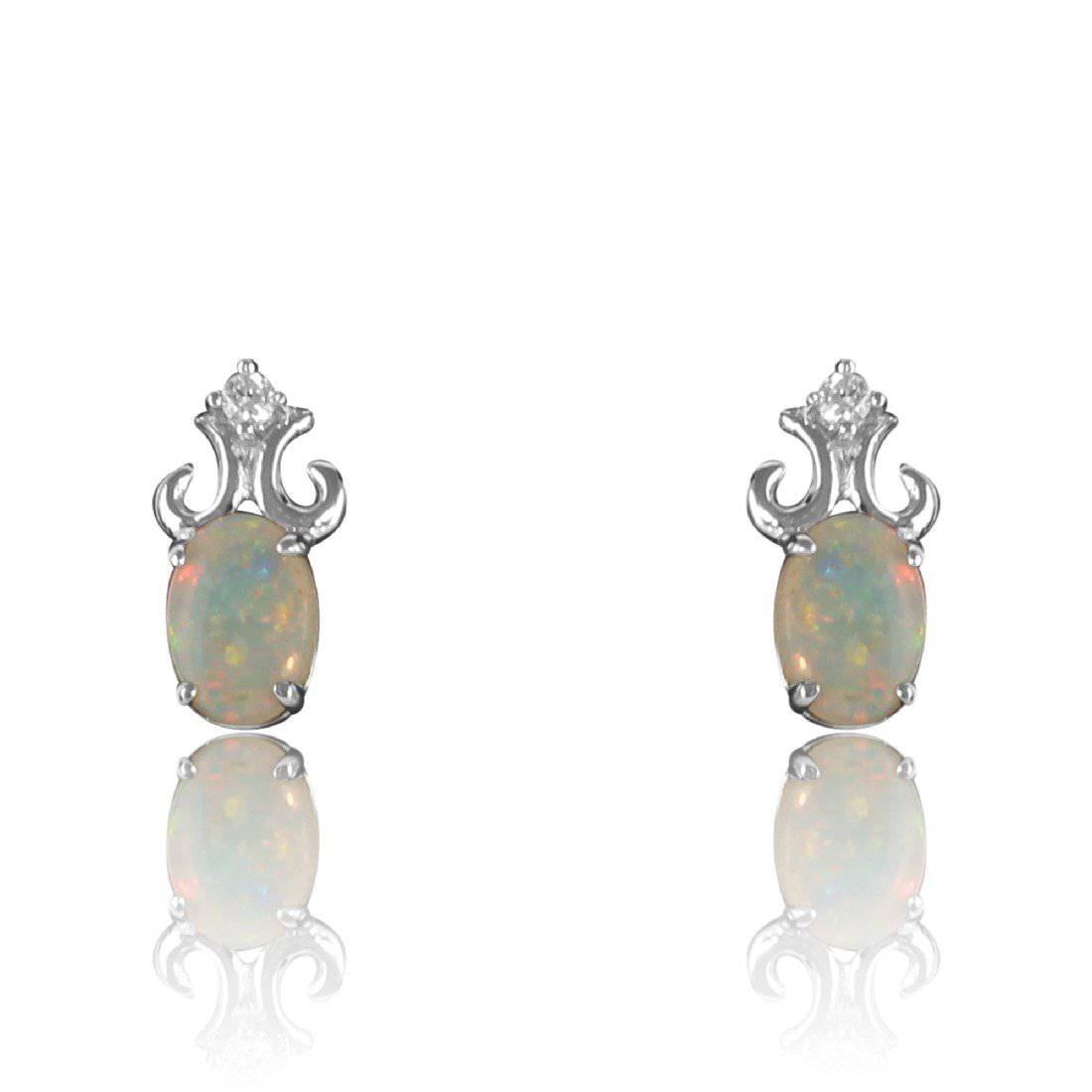 Sterling Silver Opal and cubic zirconia earrings - Masterpiece Jewellery Opal & Gems Sydney Australia | Online Shop