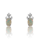 Sterling Silver Opal and cubic zirconia earrings - Masterpiece Jewellery Opal & Gems Sydney Australia | Online Shop