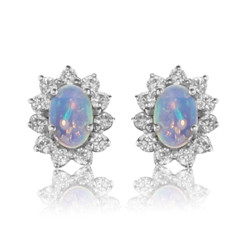 Sterling Silver Opal cluster earrings - Masterpiece Jewellery Opal & Gems Sydney Australia | Online Shop
