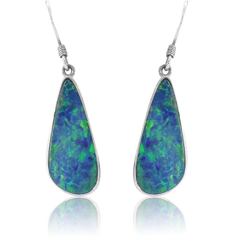 Sterling Silver Opal dangling earrings - Masterpiece Jewellery Opal & Gems Sydney Australia | Online Shop