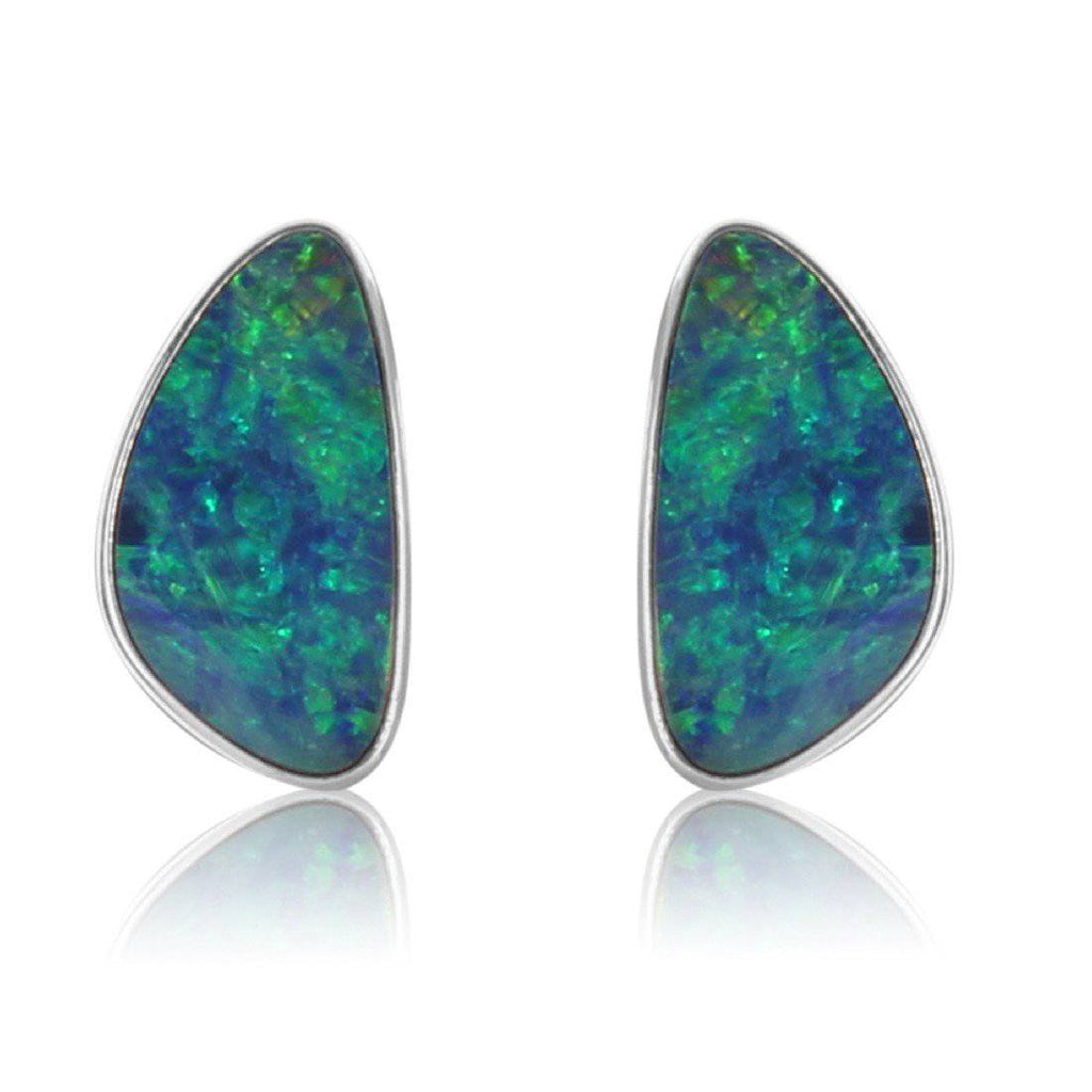 Sterling Silver Opal triangle shape studs - Masterpiece Jewellery Opal & Gems Sydney Australia | Online Shop