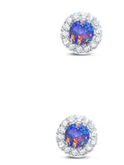 Sterling Silver Opal triplet cluster round earrings - Masterpiece Jewellery Opal & Gems Sydney Australia | Online Shop