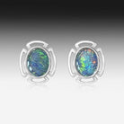 Sterling Silver Opal triplet cut out design studs - Masterpiece Jewellery Opal & Gems Sydney Australia | Online Shop