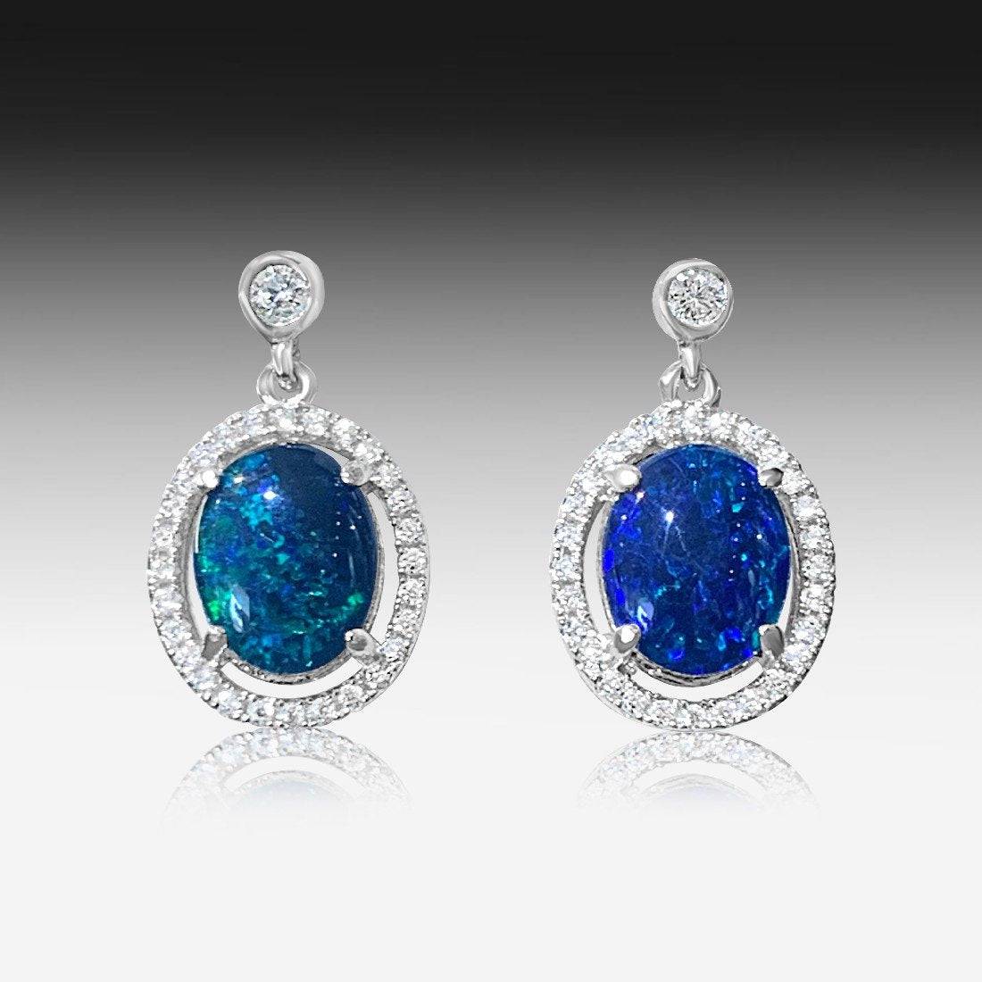 Sterling Silver Opal Triplet Earrings - Masterpiece Jewellery Opal & Gems Sydney Australia | Online Shop