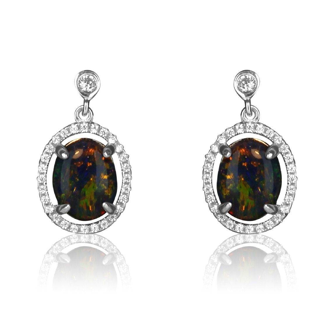 Sterling Silver Opal Triplet Earrings - Masterpiece Jewellery Opal & Gems Sydney Australia | Online Shop