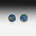 Sterling Silver Opal triplet round studs - Masterpiece Jewellery Opal & Gems Sydney Australia | Online Shop