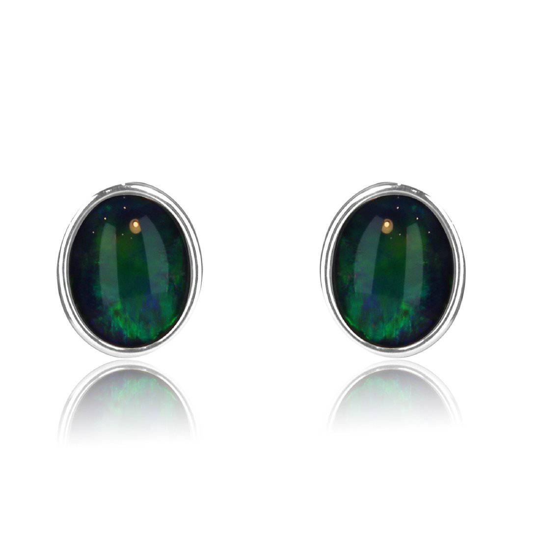 Sterling Silver Opal Triplet studs 10x8mm - Masterpiece Jewellery Opal & Gems Sydney Australia | Online Shop