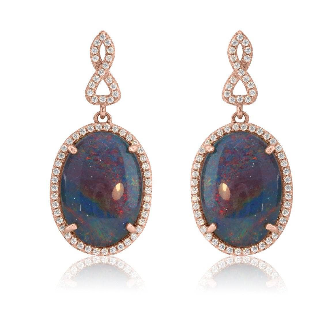 Sterling Silver Rose Gold plated Opal triplet earrings - Masterpiece Jewellery Opal & Gems Sydney Australia | Online Shop