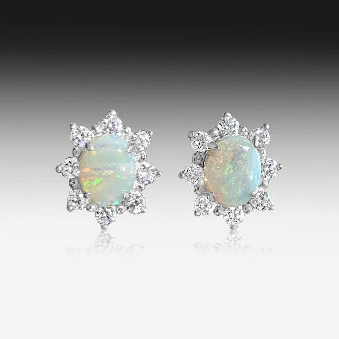 Sterling Silver star design Opal cluster studs - Masterpiece Jewellery Opal & Gems Sydney Australia | Online Shop