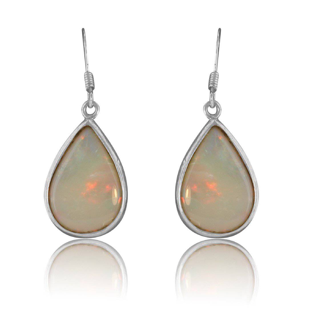 Sterling Silver White Opal dangling earrings - Masterpiece Jewellery Opal & Gems Sydney Australia | Online Shop